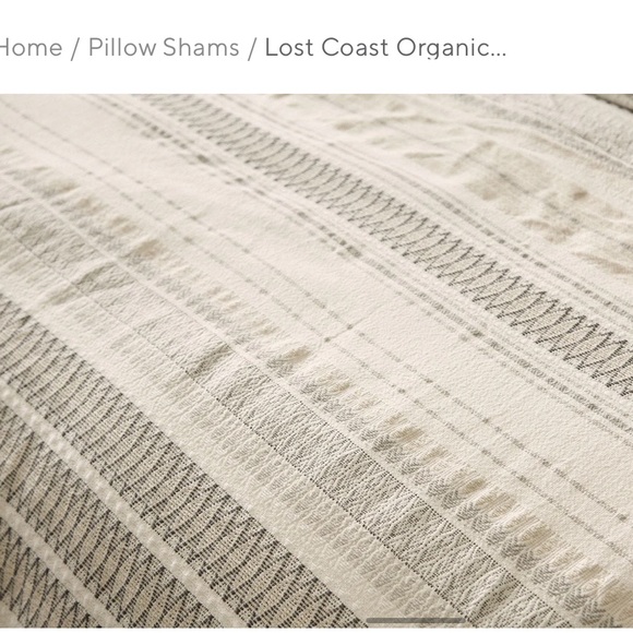 Coyuchi Lost Coast Organic Standard Sham Cover White Gray Blue Neutral NEW - Picture 7 of 11